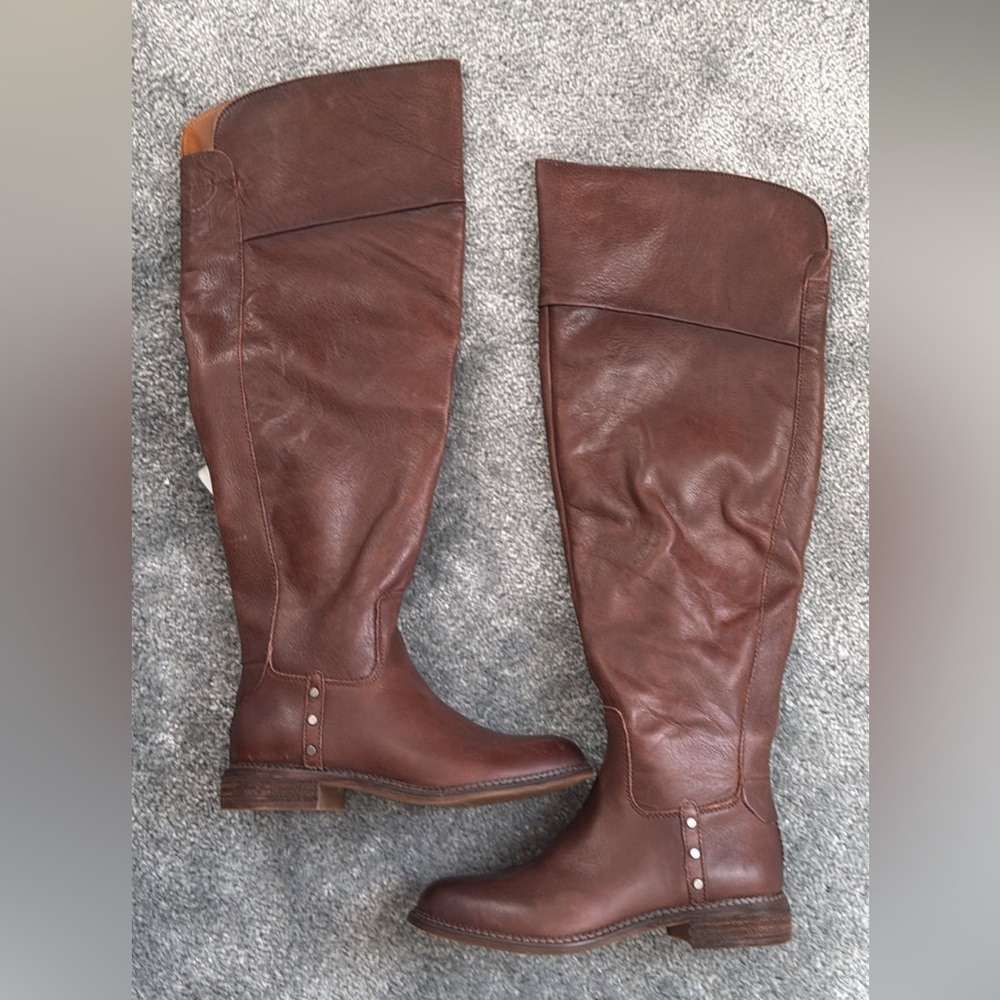 NWT Franco Sarto Halenna Brown Leather Over The Knee High Boots Elena Gilbert - Picture 6 of 6